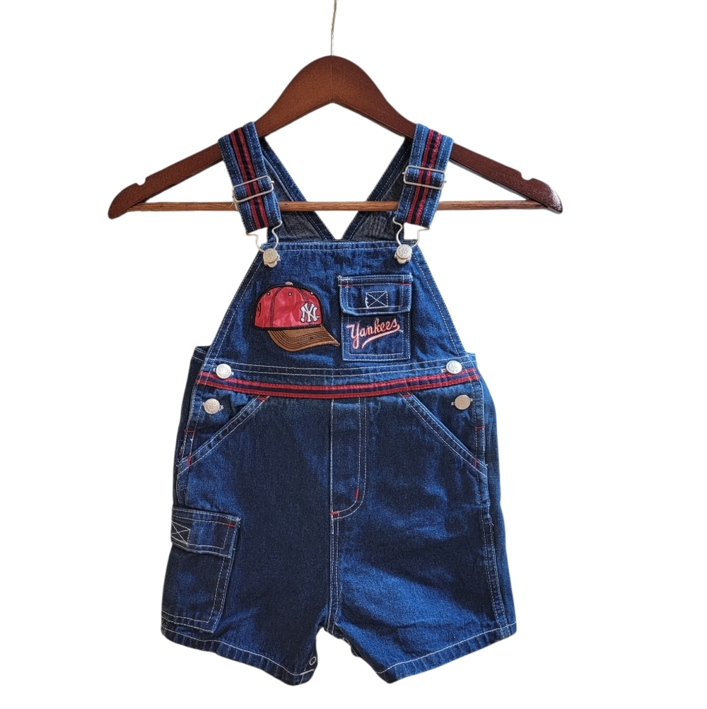 HW Carter & Sons VINTAGE NY Yankees Denim Onesies Coveralls 24 Months Pre-Loved